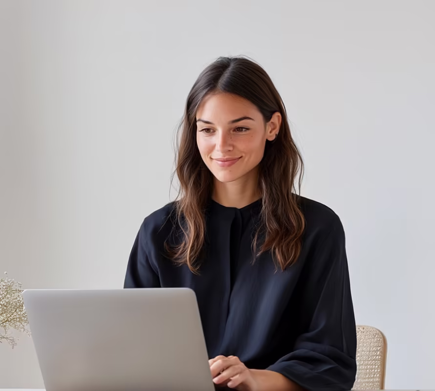 Professional woman working on a laptop